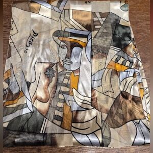 Paloma Picasso Multicolor Abstract Silk Scarf